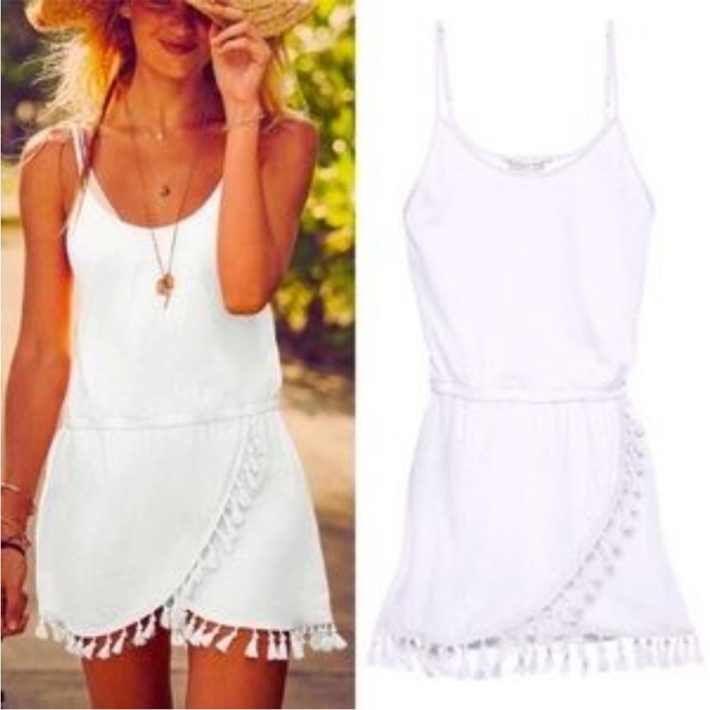 Victoria's Secret Women’s White Tassel Swim Cover-up Dress, Size Medium